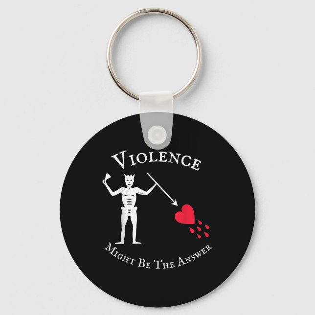 Violence Might Be The Answer Pirate Skull Retro De Key Ring (Front)