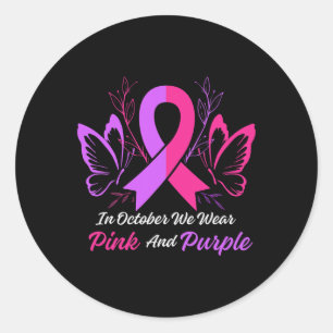 Violence Tee Breast Cancer Awareness Month Ribbon  Classic Round Sticker