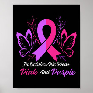Violence Tee Breast Cancer Awareness Month Ribbon  Poster