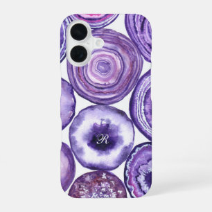 Violet agate monogram iPhone 16 case