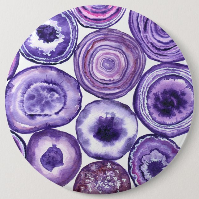 Violet agate pattern 6 cm round badge (Front)
