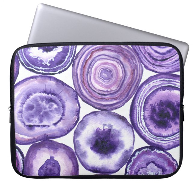 Violet agate pattern laptop sleeve (Front)