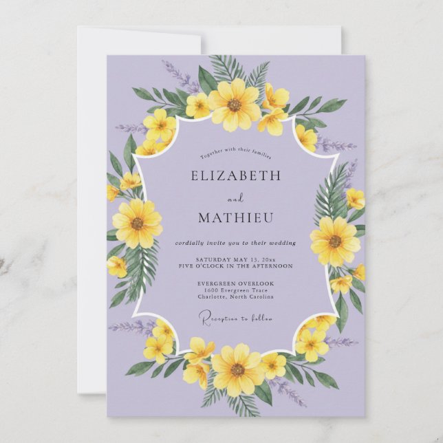 Violet Amber Wildflower Wedding Invitation (Front)