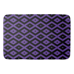 Violet and black diamond pattern bath mat