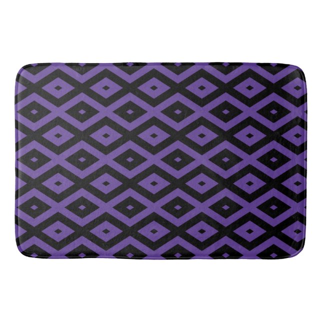 Violet and black diamond pattern bath mat (Front)