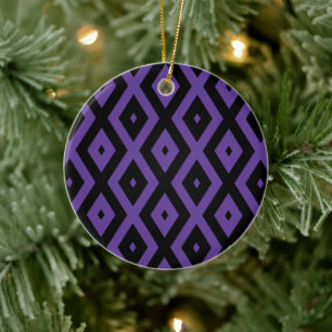 Violet and black diamond pattern ceramic tree decoration