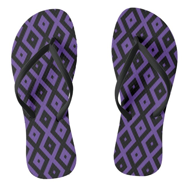 Violet and black diamond pattern jandals (Footbed)