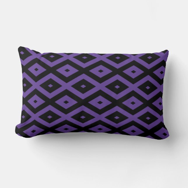 Violet and black diamond pattern lumbar cushion (Front)