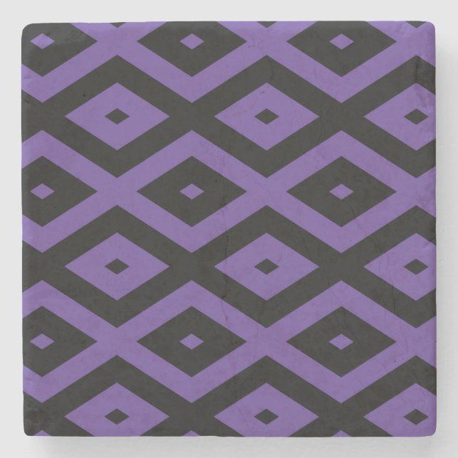 Violet and black diamond pattern stone coaster (Front)