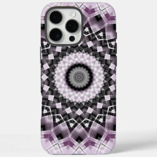 Violet and Black Geometric Mandala Pattern Design iPhone 16 Pro Max Case