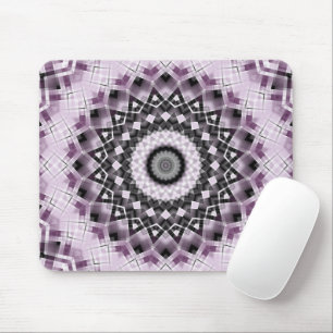 Violet and Black Geometric Mandala Pattern Design Mouse Pad