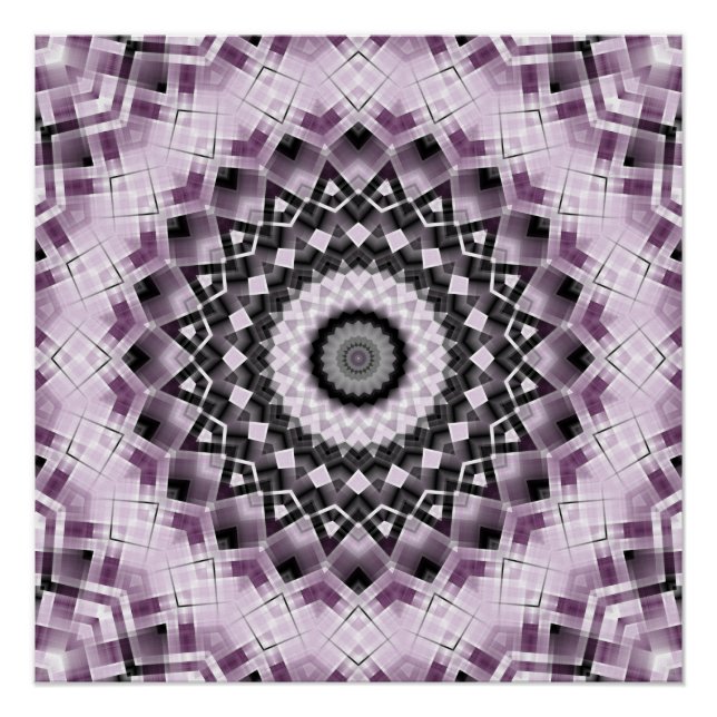 Violet and Black Geometric Mandala Pattern Design Poster (Front)