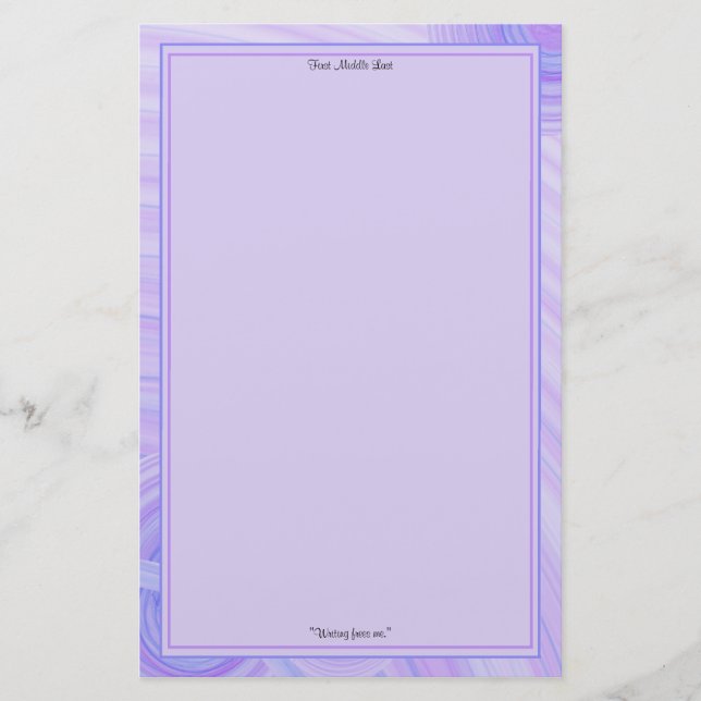 Violet and Blue Line Borders Personalised Stationery (Front)