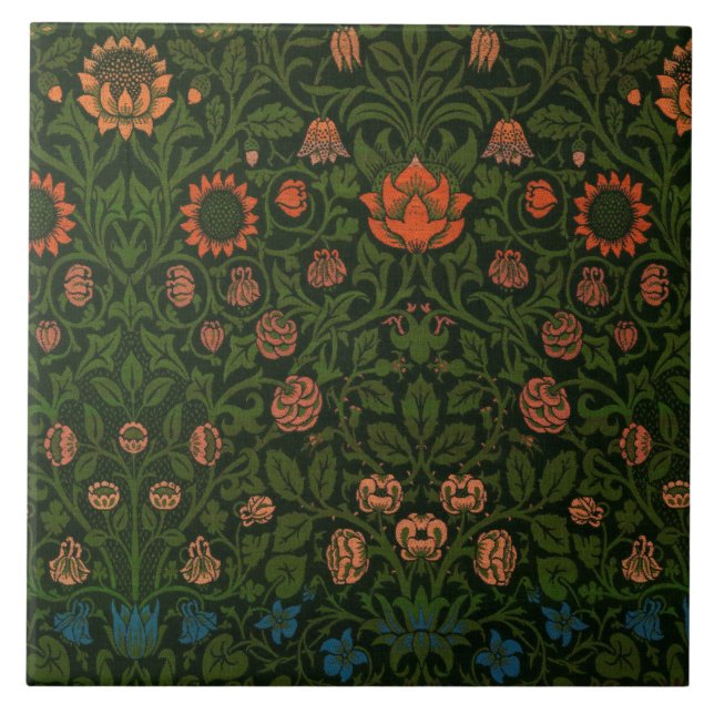 Violet and Columbine (by William Morris) Tile (Front)