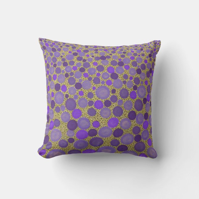 Violet and Dijon Spotted Throw Pillow (Front)