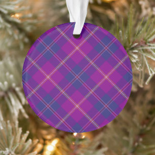 Violet and Gold Fashion Highland Plaid Ornament