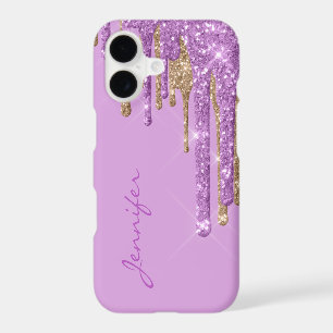 Violet and Gold Glitter Drips iPhone X Case