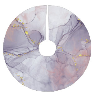Violet and Gold Marble Brushed Polyester Tree Skirt