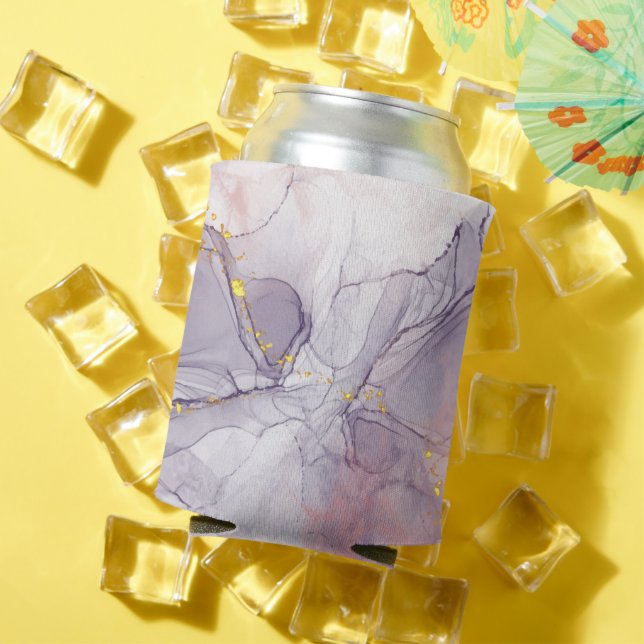 Violet and Gold Marble Can Cooler (In Situ Summer)