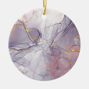 Violet and Gold Marble Ceramic Tree Decoration