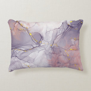 Violet and Gold Marble Decorative Cushion