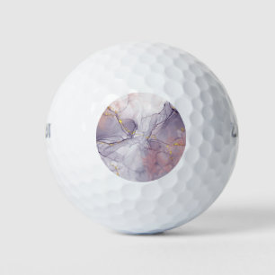 Violet and Gold Marble Golf Balls