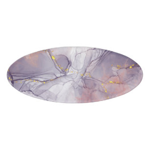 Violet and Gold Marble Name Tag