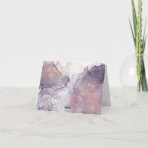 Violet and Gold Marble Note Card