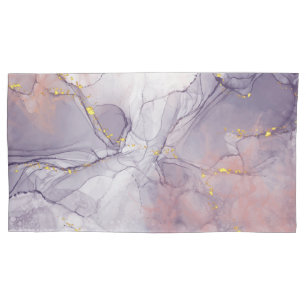 Violet and Gold Marble Pillowcase