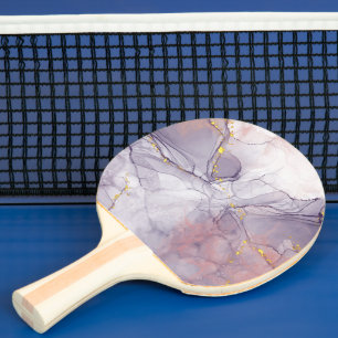 Violet and Gold Marble Ping Pong Paddle