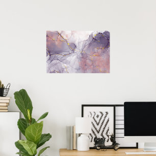 Violet and Gold Marble Poster