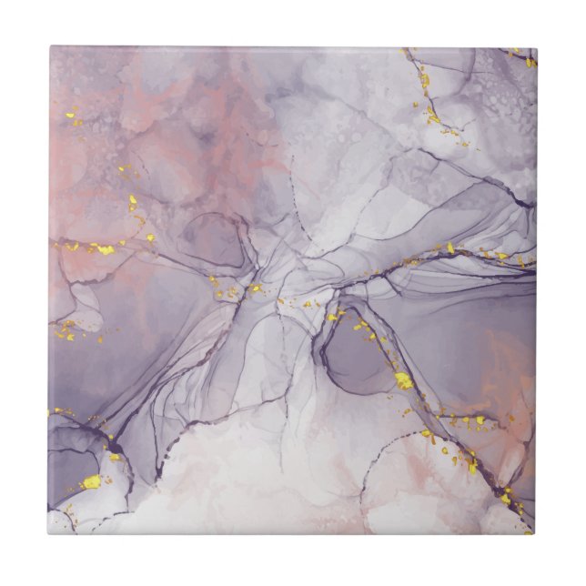 Violet and Gold Marble Tile (Front)