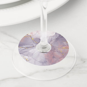 Violet and Gold Marble Wine Glass Tag