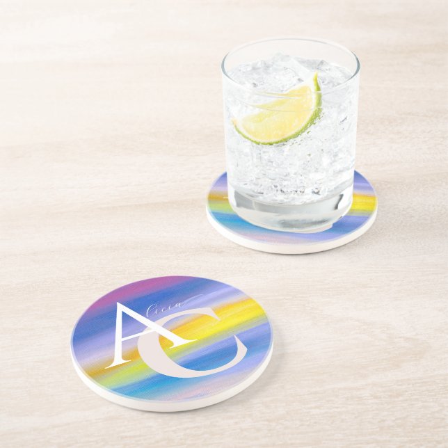 Violet and Golden Ray Abstract Coaster (Side)