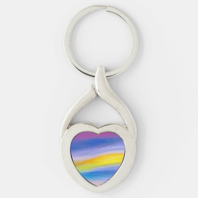 Violet and Golden Ray Abstract Key Ring (Front)