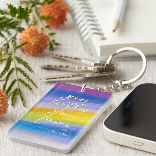 Violet and Golden Ray Abstract Key Ring (Front Right)