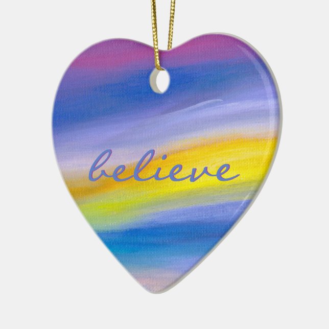 Violet and Golden Ray Modern Abstract Ceramic Tree Decoration (Left)
