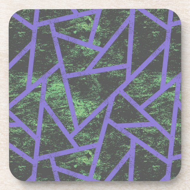 Violet and green mosaic pattern coaster (Front)