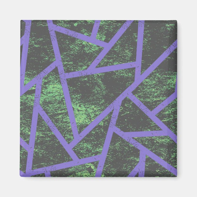 Violet and green mosaic pattern magnet (Front)
