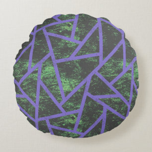 Violet and green mosaic pattern round cushion