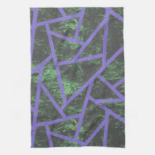 Violet and green mosaic pattern tea towel