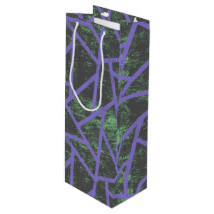 Violet and green mosaic pattern wine gift bag