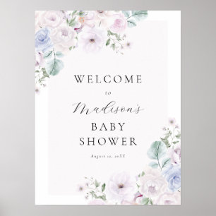 Violet and Lavender Baby Shower Welcome Sign