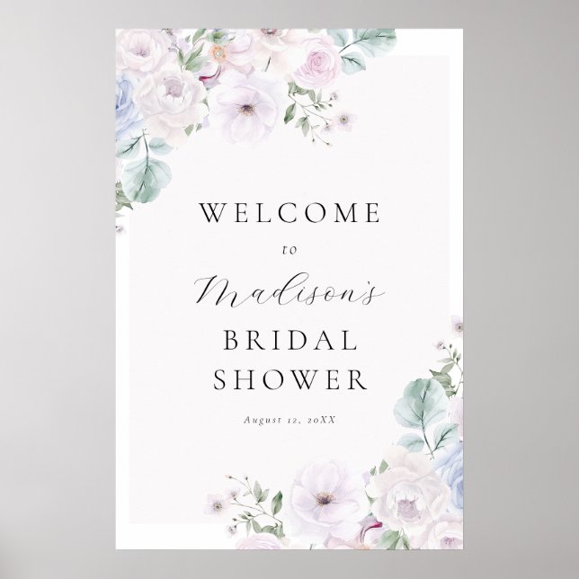 Violet and Lavender Bridal Shower Welcome Sign (Front)