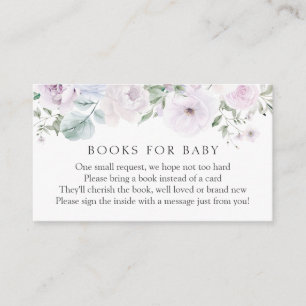 Violet and Lavender Floral Books for Baby Enclosure Card
