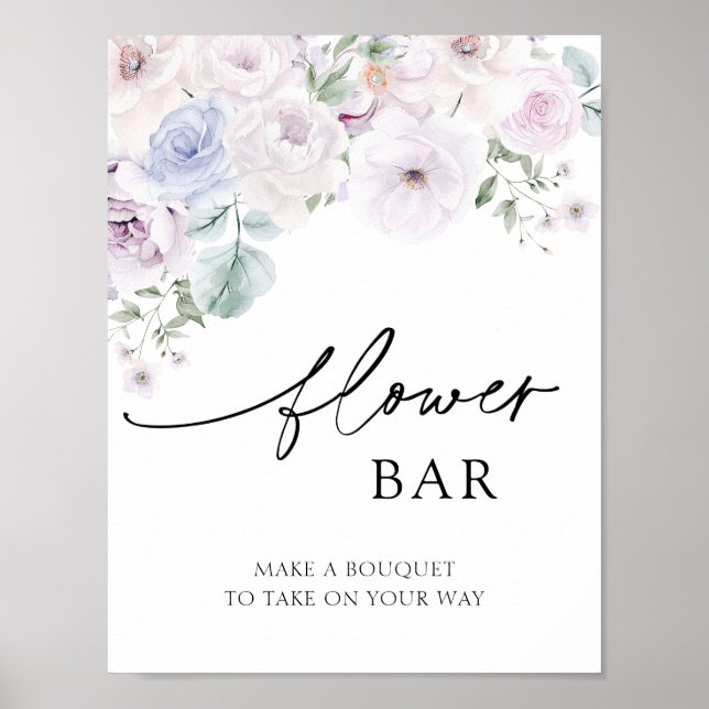Violet and Lavender Flower Bouquet Bar Poster (Front)