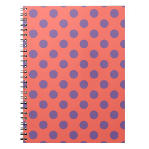 Violet and living coral polka dots notebook