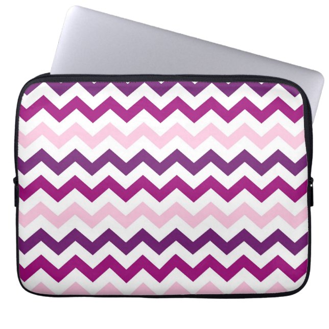 Violet and Pink Zig Zag Chevrons Pattern Laptop Sleeve (Front)