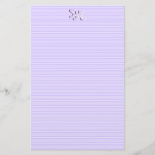 Violet and White Striped Stationery Paper Monogram