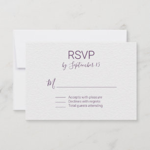 Violet and White Wedding RSVP Card